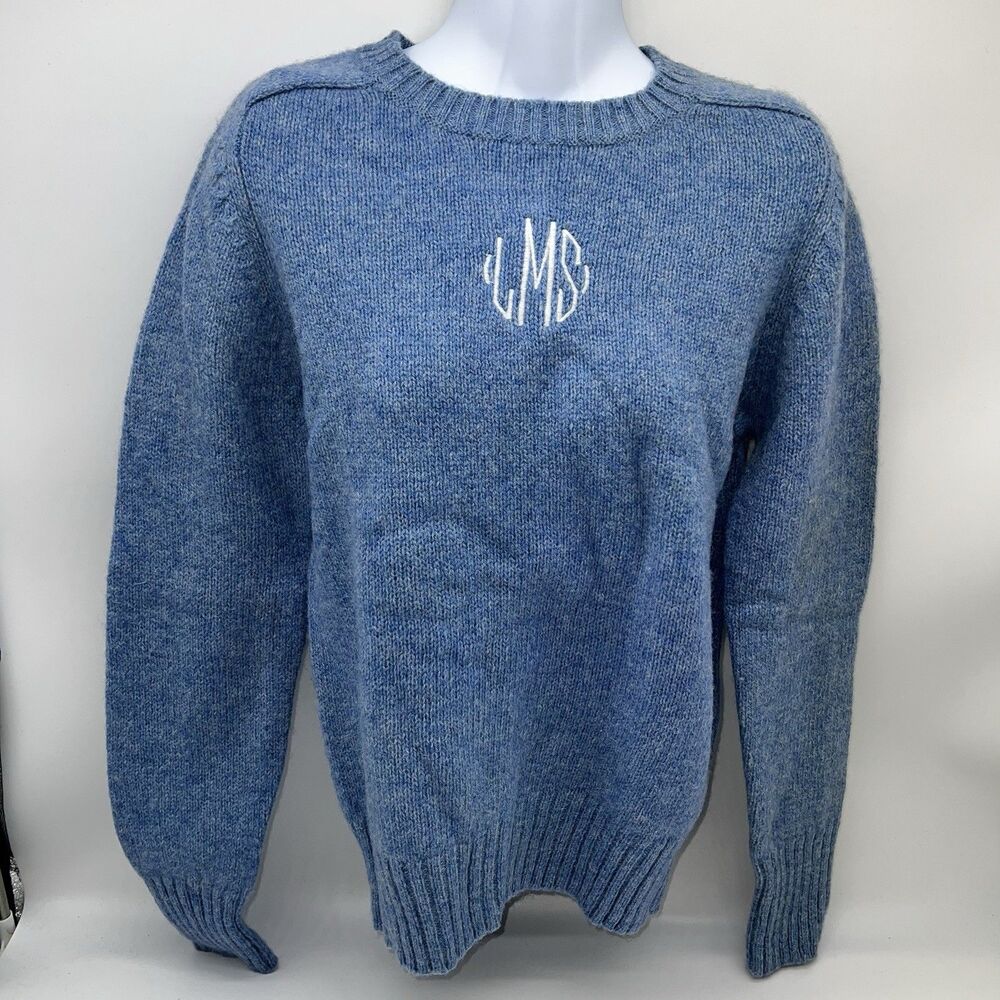 VTG Dead Stock 80s Women's Sweater Hunters Run Wool Monogramed Preppy Jumper-L